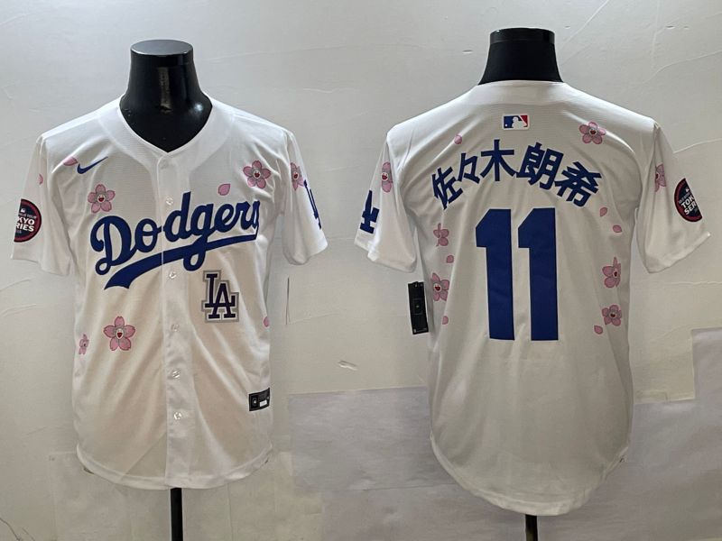Men Los Angeles Dodgers #11 R.Sasaki White Sakura Edition 2025 Nike MLB Jersey style 9